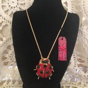 NWT Betsey Johnson Gold-Tone Red Ladybug Pendant Necklace
